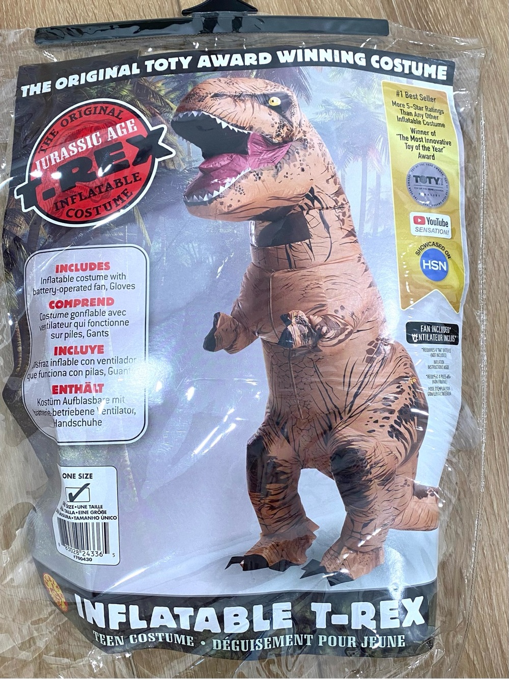 Rubie’s Jurassic Age T-Rex Inflatable Teen Costume One Size Dinosaur Halloween